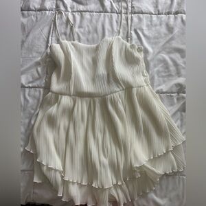 White Pleated Romper